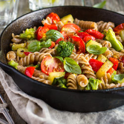 Zucchini and B'gan Diced Red Bell Pepper Fusilli web